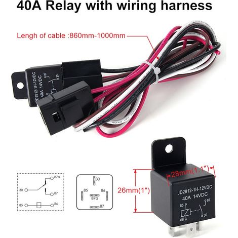 Kit de câblage pour deux ventilateurs de refroidissement électriques, thermostat 185 °C marche/175 °C arrêt, faisceau de câblage pour relais automobile 40 A (1/4)