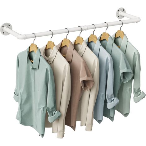 Tringle à vêtements industrielle fixée au mur, porte-vêtements mural de 92 cm en tuyau métallique rétro, barre de rangement pour vêtements suspendus, 1 pièce, doré (1/5)