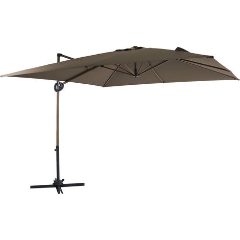 Axi Mira Parasol Déporté Carré 300 X 300 Cm, Aspect Chêne/Taupe Pour Le Jardin / Terrasse, Toile Anti-Uv Indice Upf 30+ Pied En Croix Et Housse De Protection Inclus Inclinable Et Pivotant À 360° (1/5)