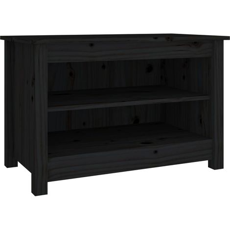 Banc à chaussures bottes commode étagère meuble entrée rangement 70 x 38 x 45,5 cm bois de pin massif noir