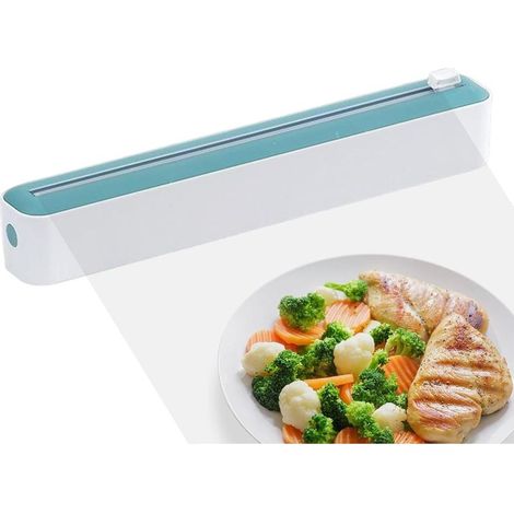 Distributeur de Film,Boîte de Découpe de Film Plastique, Rangement Papier Alu Et Film Alimentaire,Distributeur de Film Plastique avec Cutter,Dérouleur Film Alimentaire pour Cuisine (Vert) (1/5)