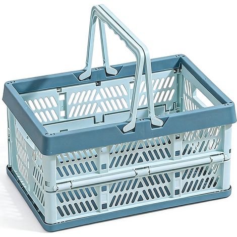 Boîte pliante avec poignée, 38,5×25×20 cm, idéale pour courses, camping, rangement maison, snacks, salle de bain. (1/5)