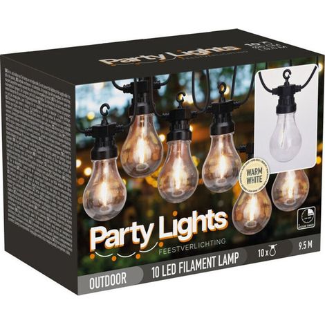 Koopman LE2200310 Catena Luminosa 10 Lampadine LED G50 9,5 m Timer IP44 Interno Esterno colore Multicolore