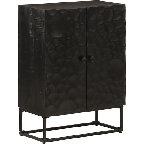 Sideboard Schwarz 55x30x76 cm Massivholz Mango und Eisen