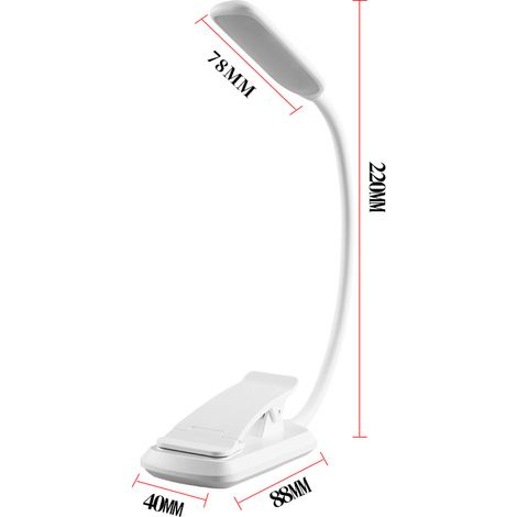 Lampe de Lecture, 9 LEDs Liseuse Lampe Clip USB Rechargeable, 360°Cou Flexible, 3 Température de Couleur(Blanc/Chaud/Blanc Chaud), Mini Veilleuse pour Lire au Lit,Enfant, ,Camping,blanc [Classe énergé