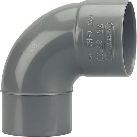 Codo pvc wavin 87°30 d75 unión macho hembra pegado