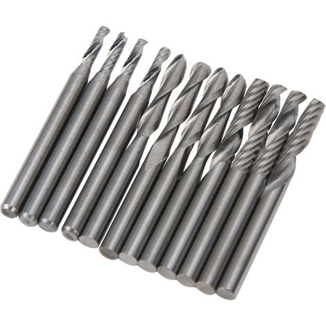 Lot de 12 fraises à bois 3,175 x 17 mm / 2 x 8 mm pour la sculpture et la gravure (1/5)