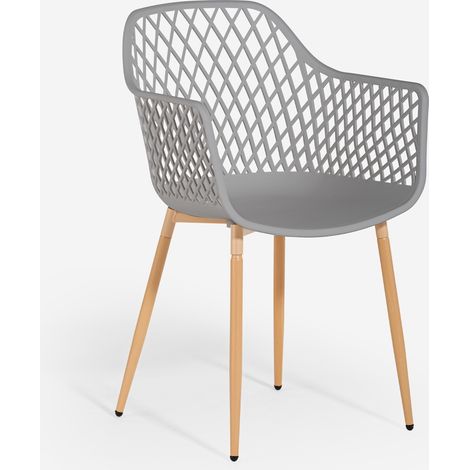 Sedia da cucina moderna di design in polipropilene con braccioli Vetra - Grigio