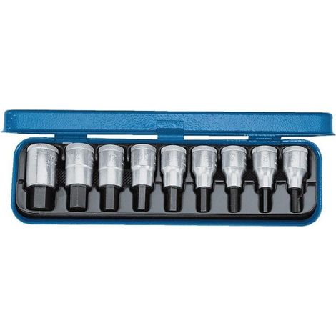 Gedore juego de llaves de vaso IN 19 PA 9 piezas 1/2" SW 3/16-5/8" para tornillos hexagonales internos - 6156410 (1/4)