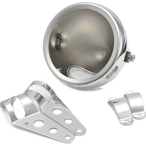 LED-Scheinwerfergehäuse Motorrad 5,75" Universal + Gabelhalterungen 35-43mm Chrom