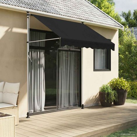 vidaXL  Manual Retractable Awning  Black 200 cm