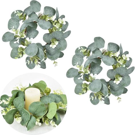 Guirlande En Feuillage D'eucalyptus - 2 Pièces - 10 Cm De Diamètre - Pour Centre De Table Bougie Porte Mur Fenêtre Pilier Décoration Intérieure Extérieure (1/5)