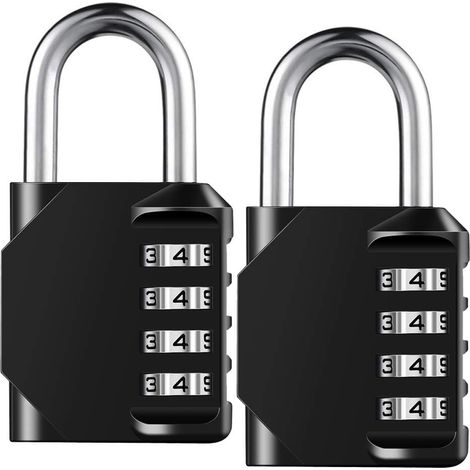 Candado de combinación reiniciable de 4 dígitos, resistente, impermeable, para exteriores, para taquilla de gimnasio, puerta y caja de herramientas (paquete de 2)