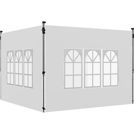 Walls lateral for tent 3 x 3 / 3 x 4 m, 2 panels in fabric Oxford 295 x 195 cm with window for receptions, white (1/5)
