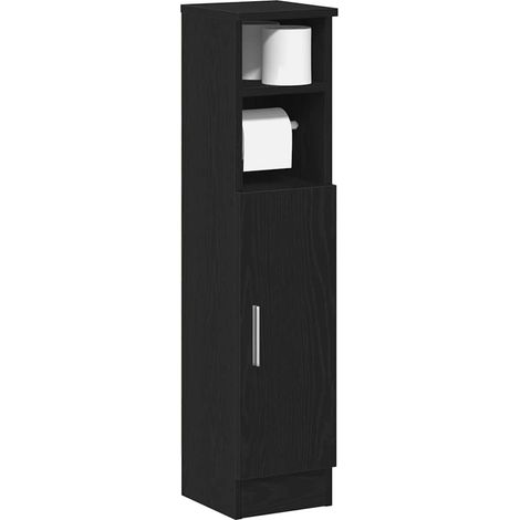Badezimmerschrank mit Rollenhalter Schwarz 20,5x22x90 cm