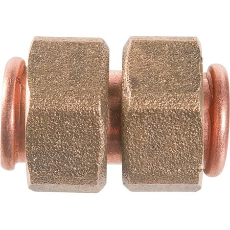 Raccord cuivre réduit à double écrou - F 3/4' - F 1/2'
