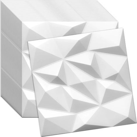 Verdico 3D Wandpaneele Weiß – Deckenpaneele 50x50 cm – Set 32 Stück (8 m²) – Wandverkleidung innen zum Kleben – leichtes Styropor