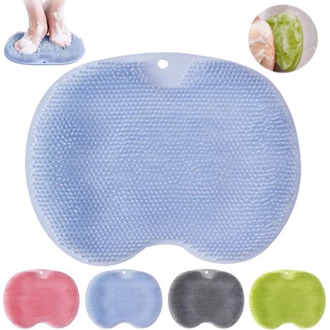 Silikon-Badematte – 1 Stück – Weiches TPR-Material – Massage- und Peelingbürste – Für Dusche und Badewanne – Blau (1/5)