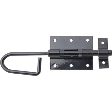 Verrou baïonnette noir avec gâche fixée – Acier plastifié – platine 80 x 66 mm – Marque Alberts (1/2)