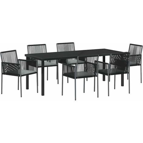 Maison Exclusive - Set da Pranzo per Giardino 7 pcs Nero Rattan in PE