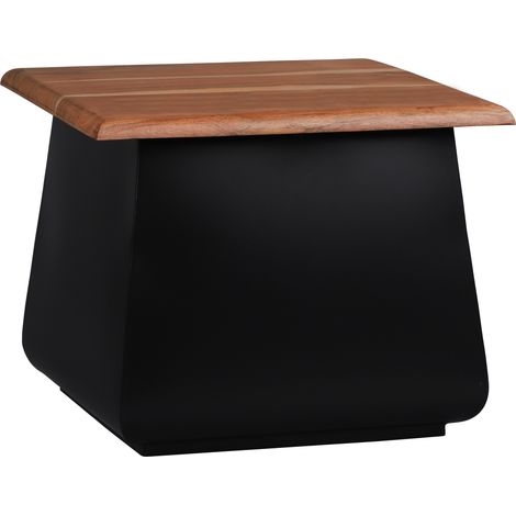 WOMO-DESIGN Tavolino da Caffè Sheffield 50x50x40 cm in Legno di Acacia Nero-Naturale Rettangolare Metallo Unico Fatto a Mano Design Industriale Mobile Tavolo Basso Laterale Divano Soggiorno Salotto