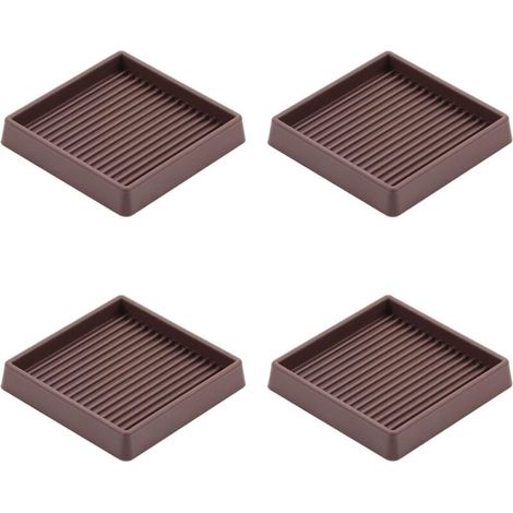 Roulettes en caoutchouc 7,6 x 7,6 cm, patins antidérapants pour meubles, pieds antidérapants pour meubles, protection de sol antidérapante pour butées de lit et canapé (marron, lot de 4) (1/5)