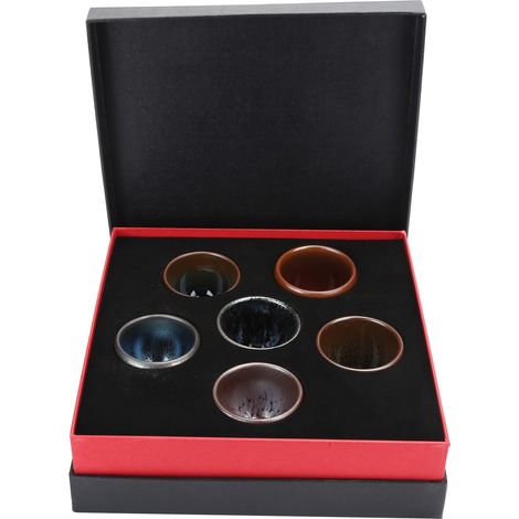 Tasses à thé en céramique Kung Fu, service à thé, accessoire pour la décoration de la maison, Type 6 couleurs, 6 pièces/ensemble