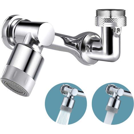 1080° drehbarer Spritzschutzfilter-Wasserhahn, universell einsetzbar für Küche und Bad, Wasserverlängerung, Brause, Spülbeckenverlängerung, Handwaschbecken (1/5)
