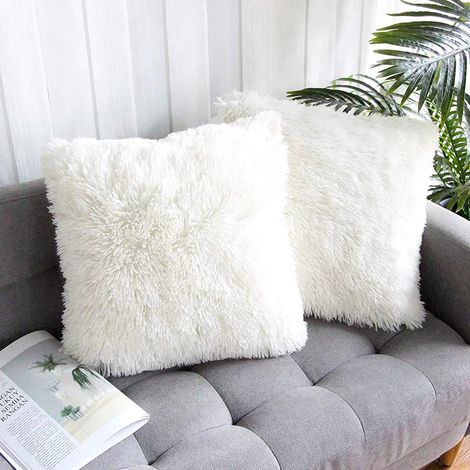 Lot de 2 taies d'oreiller décoratives douces, housse de coussin décorative en fausse fourrure (1/5)