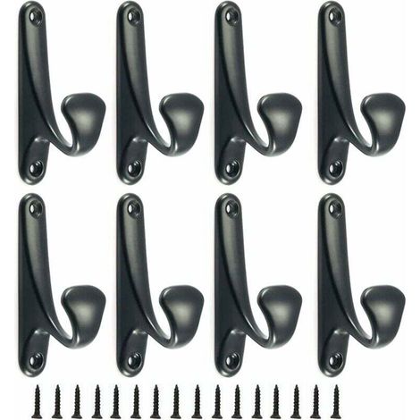 FOREHILL 8 pezzi ganci appendiabiti in metallo, ganci da parete, dotati di viti di montaggio, ganci semplici per bagno, cucina, camera da letto, ingresso (nero) (1/5)