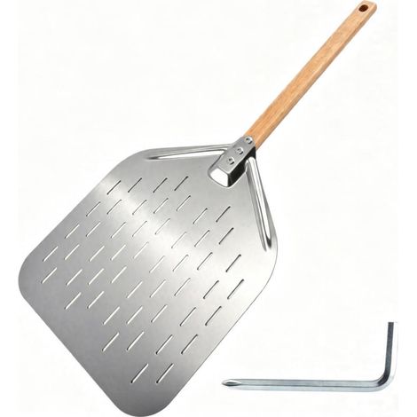 Pelle a Pizza, 12 Pouces 40 x 30cm Pelle a Pizza Perforée Inox, Professionnelle Support de Grande Surface avec Longue Poignée (1/4)