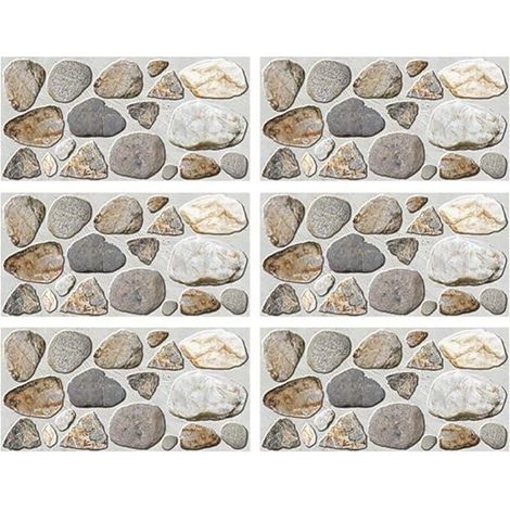 6 Feuilles De Galets Stickers Muraux Vinyle Auto- Adhésif Amovible Mur De Galets Peintures Murales pour La Cuisine Salle De Bains 30X15cm (1/4)