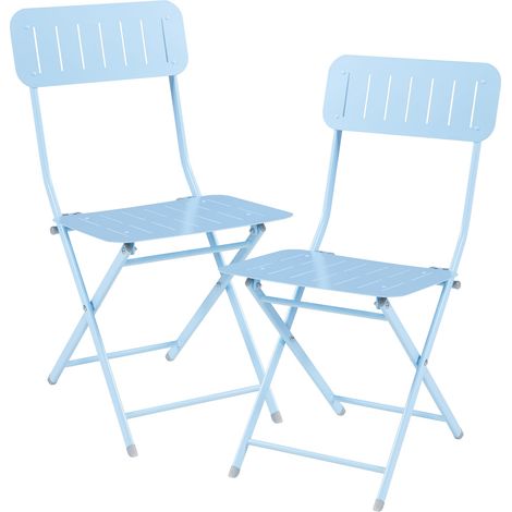 Set di 2 sedie pieghevoli da esterno per giardino campeggio e patio acciaio azzurro cielo 030009651