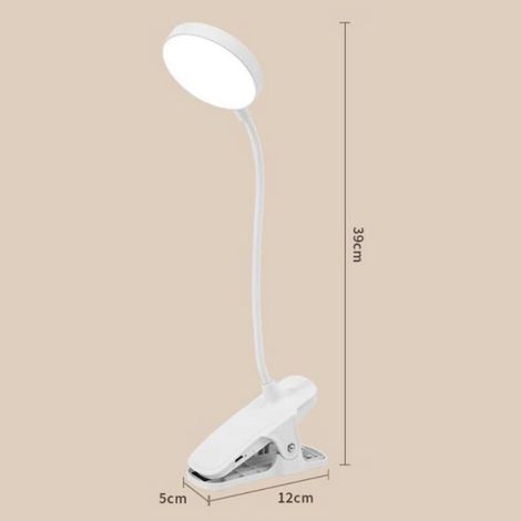 Lampe de lecture LED avec pince - Lampe de livre - Lampe à pince - Rechargeable par USB - Flexible - 3 réglages d'éclairage - Pour lire, au lit ou au bureau (1/5)