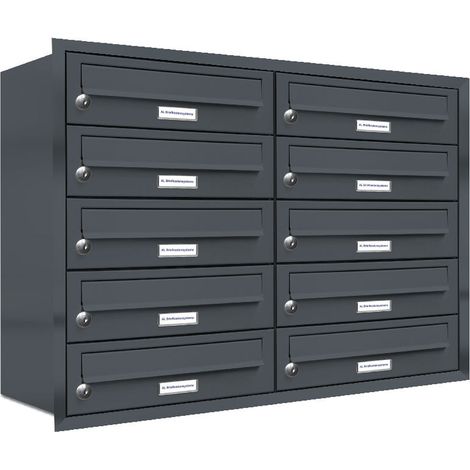 10er Briefkasten Anlage Unterputz Montage RAL 7016 Anthrazit (1/5)
