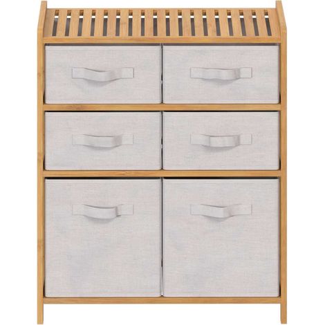 Meuble étagère double en bambou 6 paniers de rangement MIX'N MODUL (1/5)