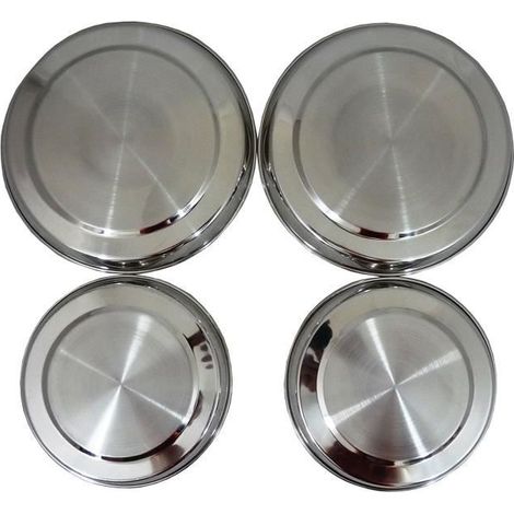 Ensemble De 4 Plaques de cuisson en acier inoxydable couvre - 2 x 17.5cm - 2 x 21.5cm - Argent