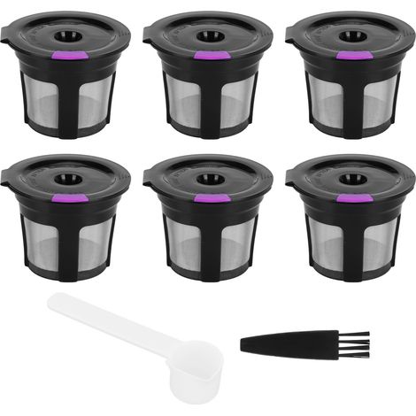 Reinigungsset für KEURIG 2.0/1.0 Kaffeemaschine – 6 wiederverwendbare Kapseln, schwarze Bürste und Löffel (1/5)