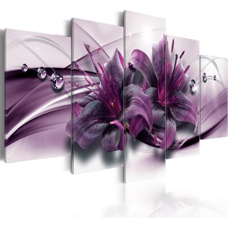 Tableau Imprimé "Violet Lily" 50 x 100 cm (1/2)