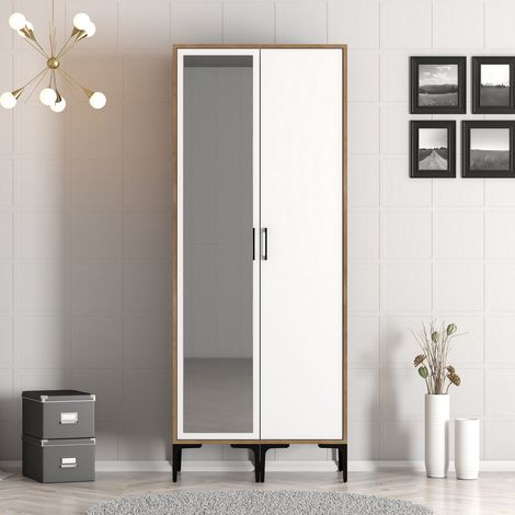 Kleiderschrank Kumsal RS Walnussweiß Melamin 80x47,5x201,4 cm (1/5)