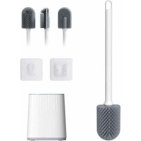 [JAMAIS UTILISÉ] Brosse Toilette Silicone Plate Balayette WC Antibactérienne Brosse WC avec Support de Séchage Rapide, (1/4)