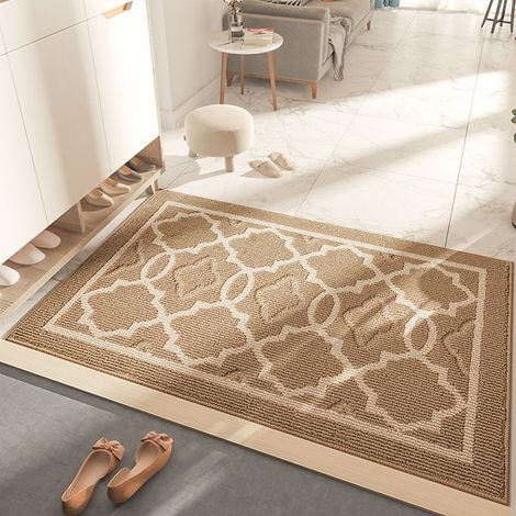 Paillasson Antidérapant, Tapis de Porte Intérieur et Extérieur Absorbant et Résistant, Tapis d'entrée Lavable en Machine, Anti-Poussière - Kaki, 80 x 120 cm (1/5)