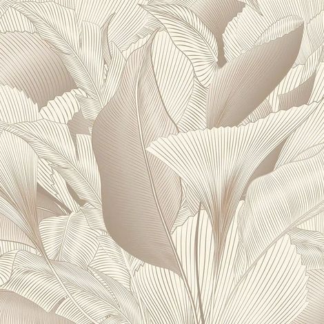 papier peint panoramique feuilles de la jungle beige clair - Sanders & Sanders (1/5)