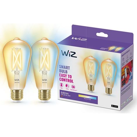 WiZ Lampadina Smart WiFi, Luce Bianca da Calda a Fredda Dimmerabile, Filament Ambrata, E27, 2 PezziI, 6.5W, Tecnologia SpaceSense, Controllo Vocale (Alexa, Apple HomeKit, Google Home) (1/5)