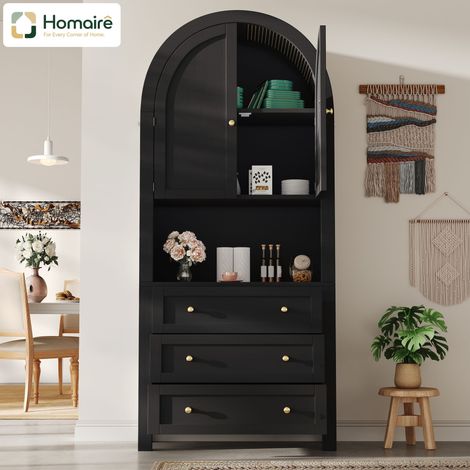 Sideboard MDF schwarz 70 x 35 x 180 cm HOMAIRE (1/5)