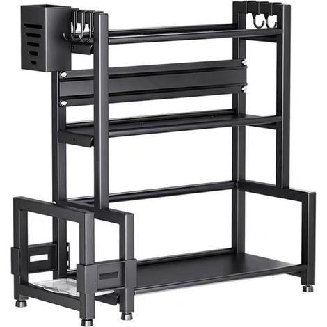 Étagère à épices multifonctionnelle à 3 niveaux - - Noir - Porte Épice de Rangement pour bouteilles - 482149 CM (1/4)