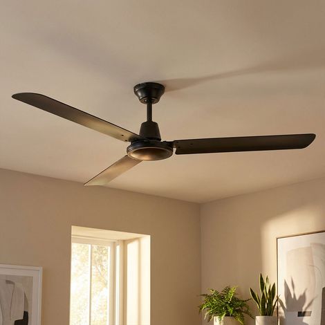 Deckenventilator Ventilator Lüfter Metall Schwarz Wandschalter 64W D 142 cm (1/5)
