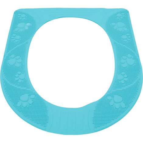 Housse de siège de toilette universelle quatre saisons en silicone lavable et antidérapante, bleu ciel (1/5)