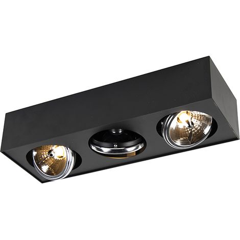 Design-Spot schwarz quadratisch 3-flammig - Kaya