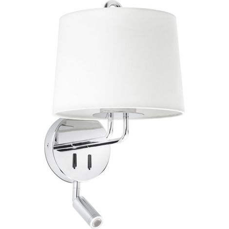 MONTREAL Aplique de pared con lector cromo/blanca 24033-01 (1/3)